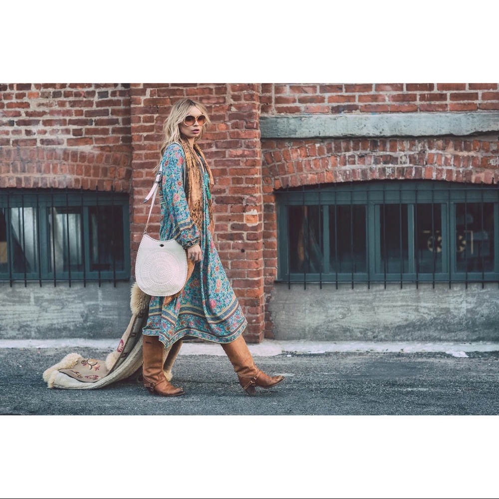 ❌SOLD❌ SPELL FOLKTOWN BOHO MIDI DRESS TURQUOISE (UT)